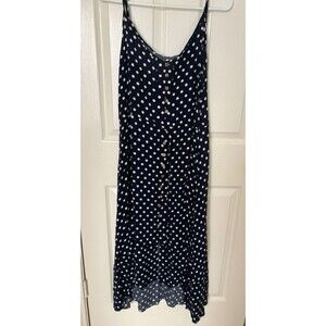 Brovave Navy & White Polkadot Maxi Dress Size Small Bohemian Style NWT